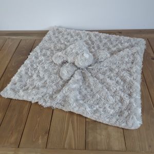 BLANKETS & BEYOND  Light Grey Plush Rosette Lovey Bear Security Blanket